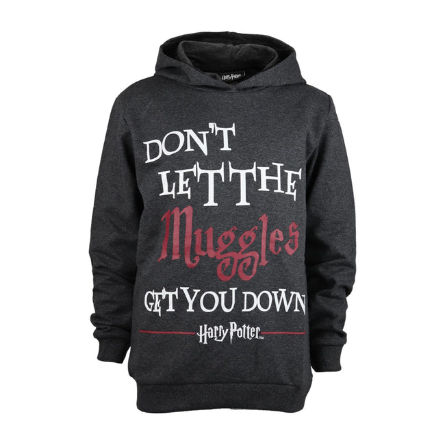 Charcoal Heather - Side - Harry Potter Girls Muggles Pullover Hoodie