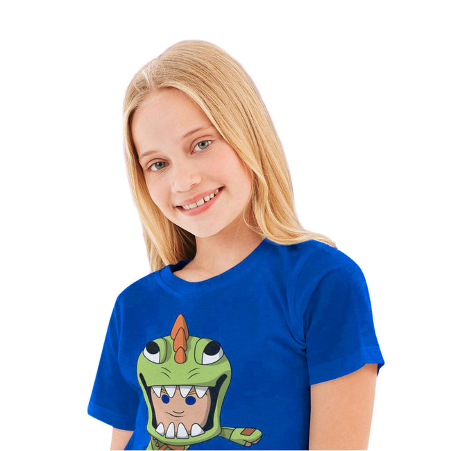 Royal Blue - Back - Fortnite Girls Flossing Rex T-Shirt
