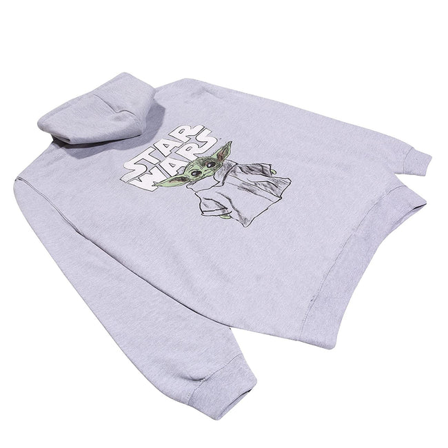 Heather Grey - Side - Star Wars: The Mandalorian Mens The Child Sketch Pullover Hoodie