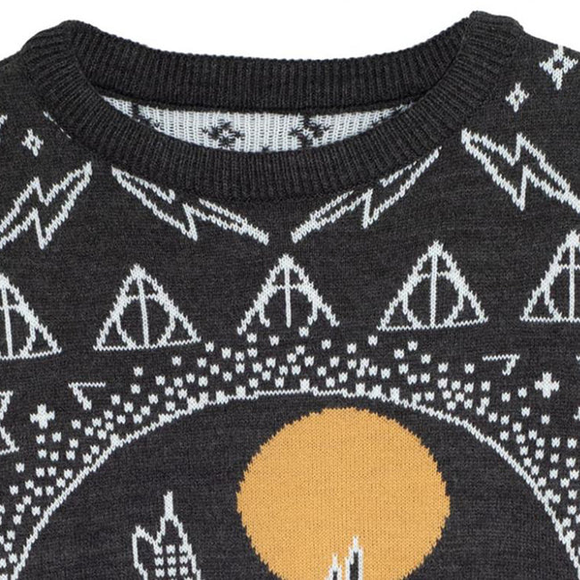 Black - Side - Harry Potter Mens Hogwarts Knitted Christmas Jumper