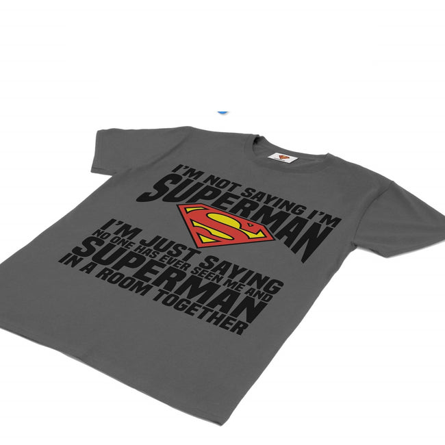 Charcoal - Side - Superman Womens-Ladies I´m Just Saying Boyfriend T-Shirt