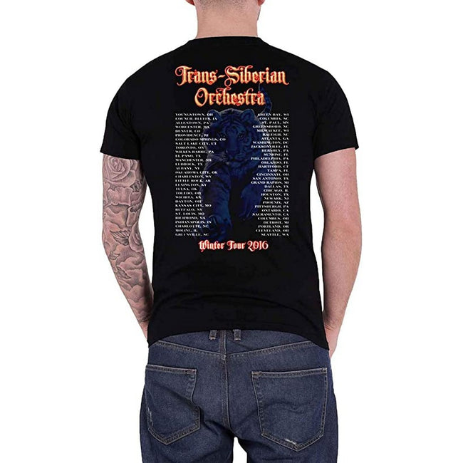 Black - Back - Trans-Siberian Orchestra Unisex Adult Tiger Collage T-Shirt