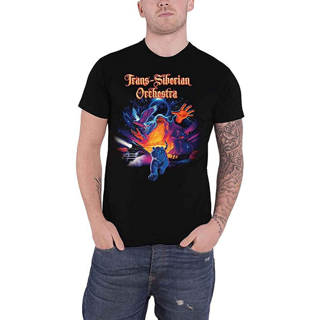 Black - Side - Trans-Siberian Orchestra Unisex Adult Tiger Collage T-Shirt