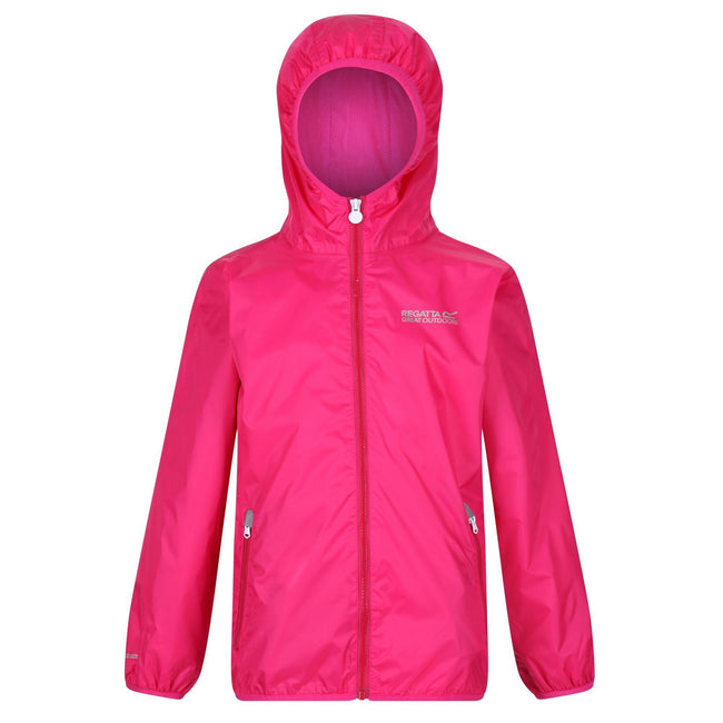 Duchess Pink - Front - Regatta Great Outdoors Childrens-Kids Lever II Packaway Rain Jacket