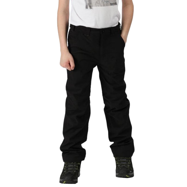 Black - Front - Regatta Great Outdoors Childrens-Kids Dayhike II Stretch Trousers