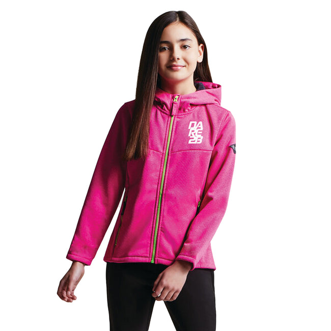 Cyber Pink - Back - Dare 2B Kids-Childrens Embed Softshell Jacket