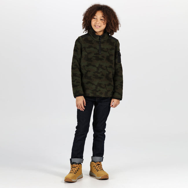 Dark Khaki-Black - Back - Regatta Childrens-Kids Macklin Fleece Top