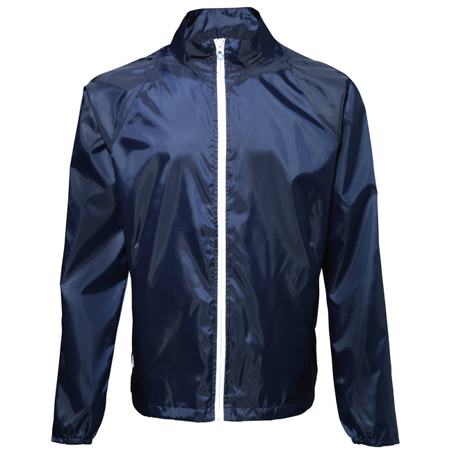 Black- White - Side - 2786 Mens Contrast Lightweight Windcheater Shower Proof Jacket