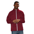 Burgundy- White - Back - 2786 Mens Contrast Lightweight Windcheater Shower Proof Jacket
