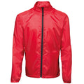 Burgundy- White - Side - 2786 Mens Contrast Lightweight Windcheater Shower Proof Jacket