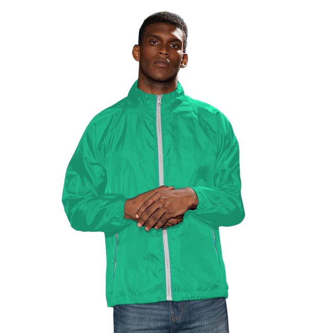 Kelly- White - Back - 2786 Mens Contrast Lightweight Windcheater Shower Proof Jacket