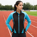 Aqua- Black - Back - Spiro Womens-Ladies Freedom Softshell Sports-Training Jacket