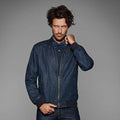 Deep Blue Denim - Back - B&C Denim Mens Supremacy Denim Bomber Jacket