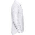 White - Side - Russell Collection Mens Long - Roll-Sleeve Work Shirt