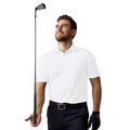 White - Back - Glenmuir Mens Plain Performance Pique Short Sleeve Golf Polo Shirt