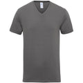 Charcoal - Front - Gildan Adults Unisex Short Sleeve Premium Cotton V-Neck T-Shirt