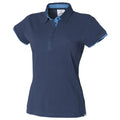 Navy-Marine - Front - Front Row Womens-Ladies Contrast Pique Polo Shirt