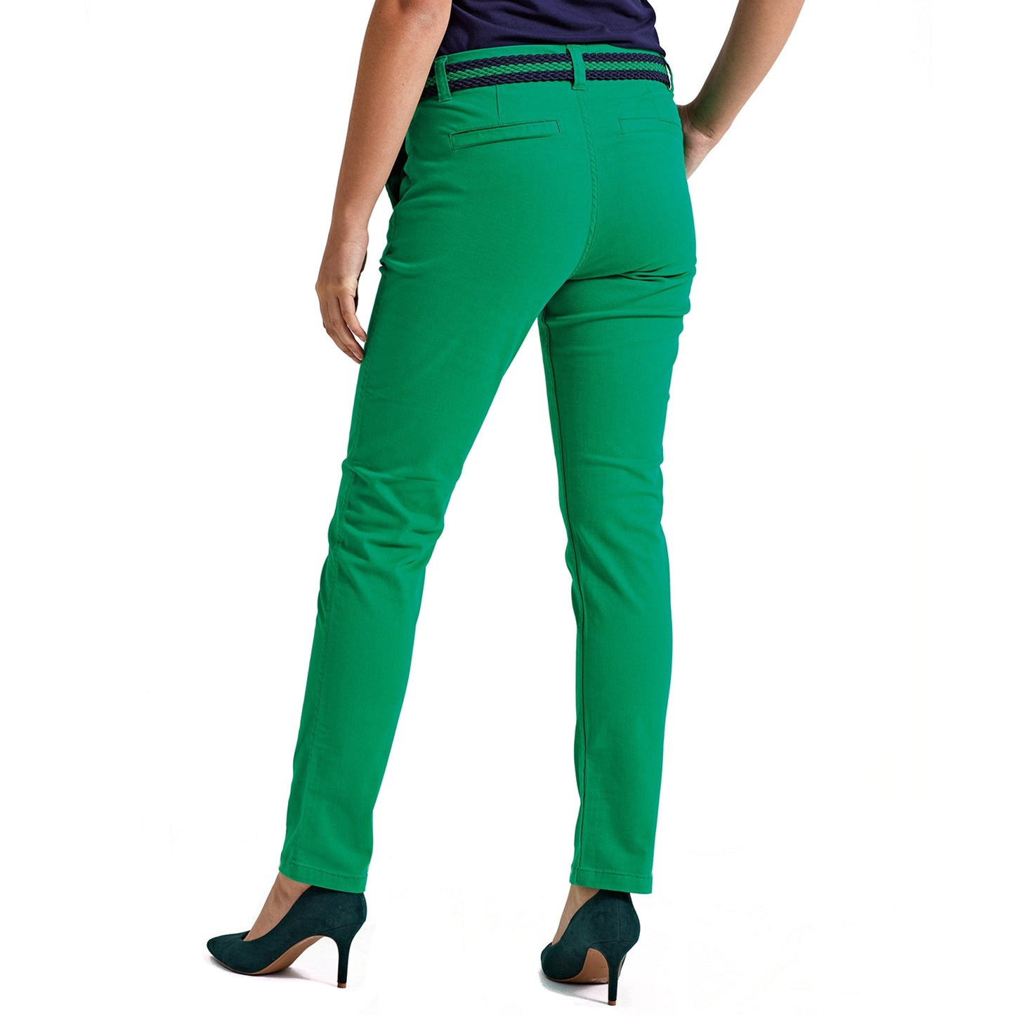 Kelly Green - Close up - Asquith & Fox Womens-Ladies Casual Chino Trousers