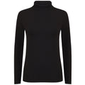 Black - Front - Skinni Fit Womens-Ladies Feel Good Roll Neck Long Sleeve Top