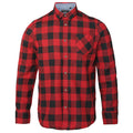 Red-Black - Front - Brave Soul Mens Long Sleeve Printed Checkered Heavily Brushed Shirt