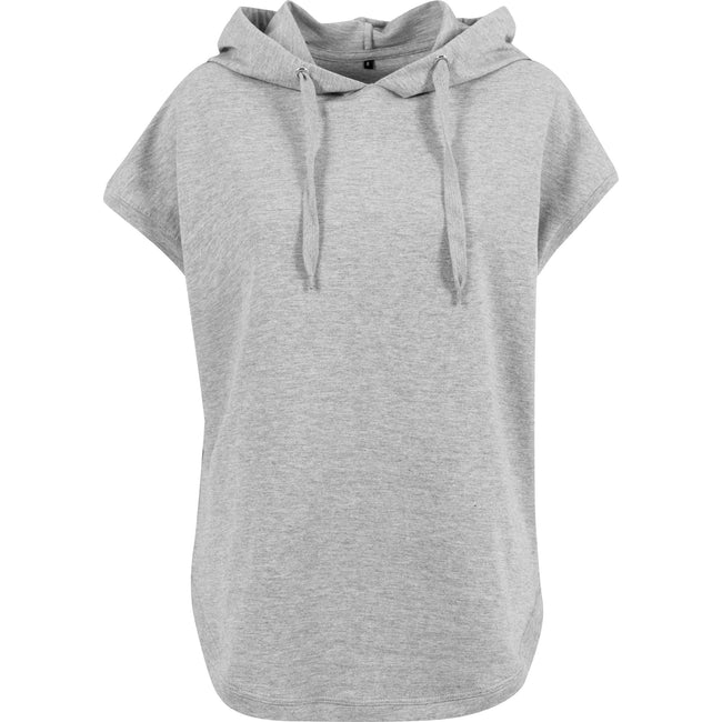Grey - Front - Build Your Brand Womens-Ladies Short Sleeve Hoodie