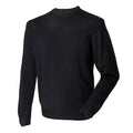 Black - Pack Shot - Henbury Mens Crew Neck 100% Lambswool Woolmark® Jumper - Sweatshirt