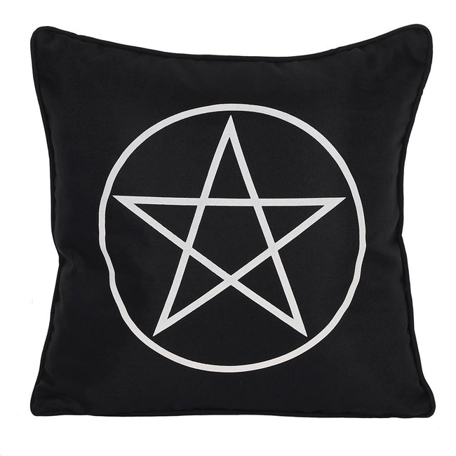 Black-White - Front - Something Different Pentagram Pattern Square Cushion