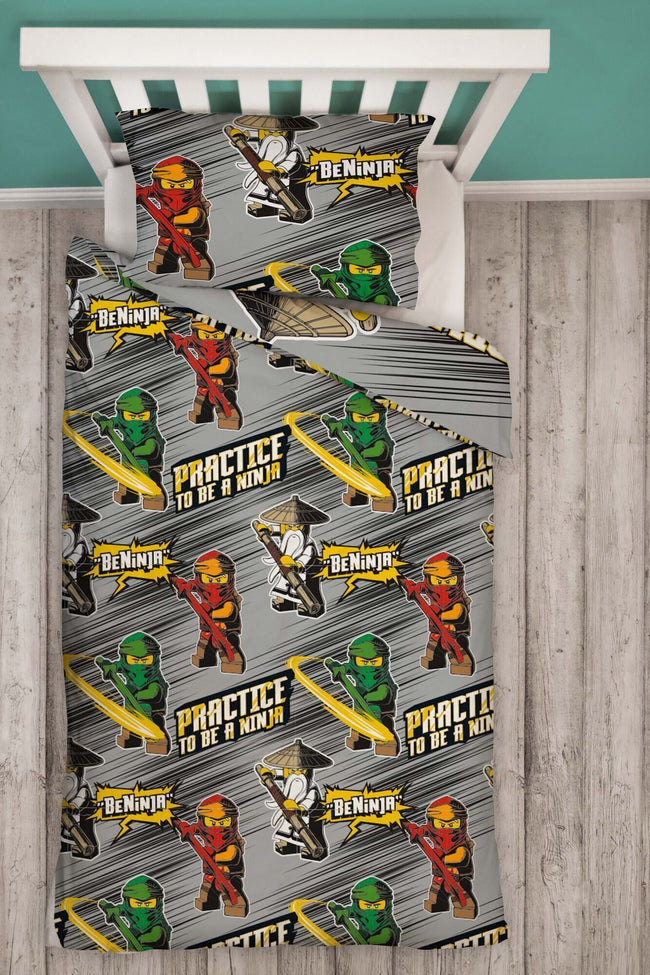 Grey-Black-Yellow - Side - Lego Ninjago Mission Reversible Duvet Cover Set