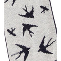 Navy-White - Back - FLOSO Womens-Ladies Swallow Pattern Knitted Winter Scarf With Fringe