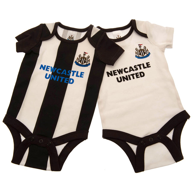 Black-White - Front - Newcastle United FC Baby Sleepsuit (Pack of 2)
