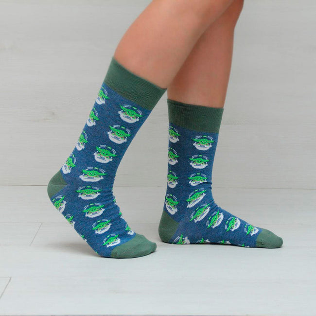 Green-Blue - Side - Star Wars: The Mandalorian Unisex Adult Socks