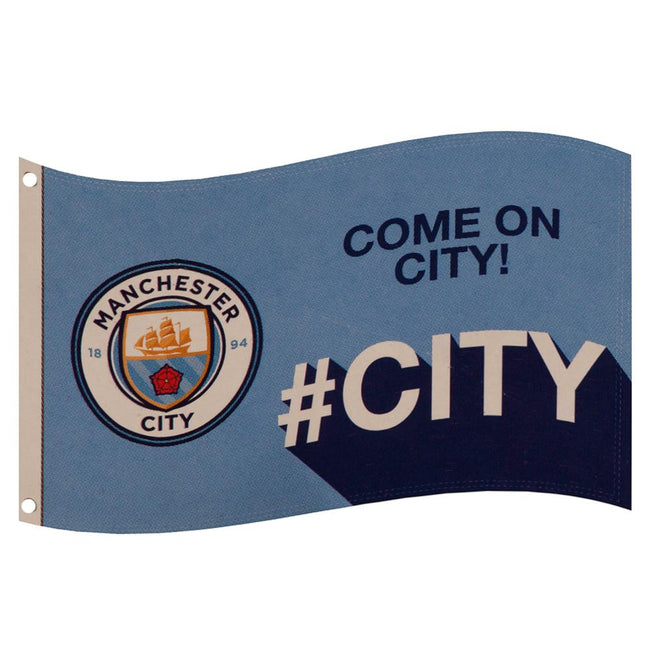 Blue-White - Front - Manchester City FC Slogan Flag
