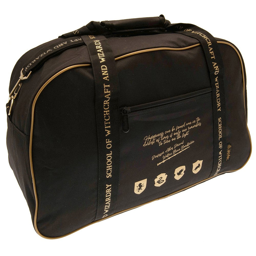 Black-Gold - Back - Harry Potter Hogwarts Crest Holdall
