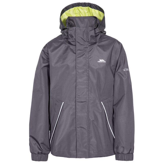 Carbon - Front - Trespass Childrens Boys Vincenzo Waterproof Jacket