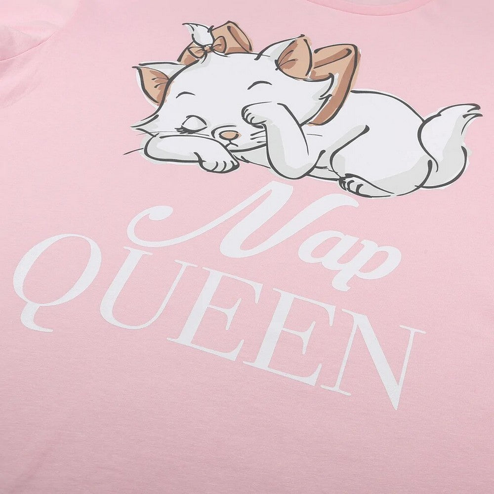 Light Pink-White - Side - The Aristocats Womens-Ladies Nap Queen Nightie