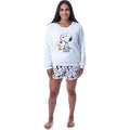 White-Black - Front - Peanuts Womens-Ladies Snoopy & Woodstock Short Pyjama Set