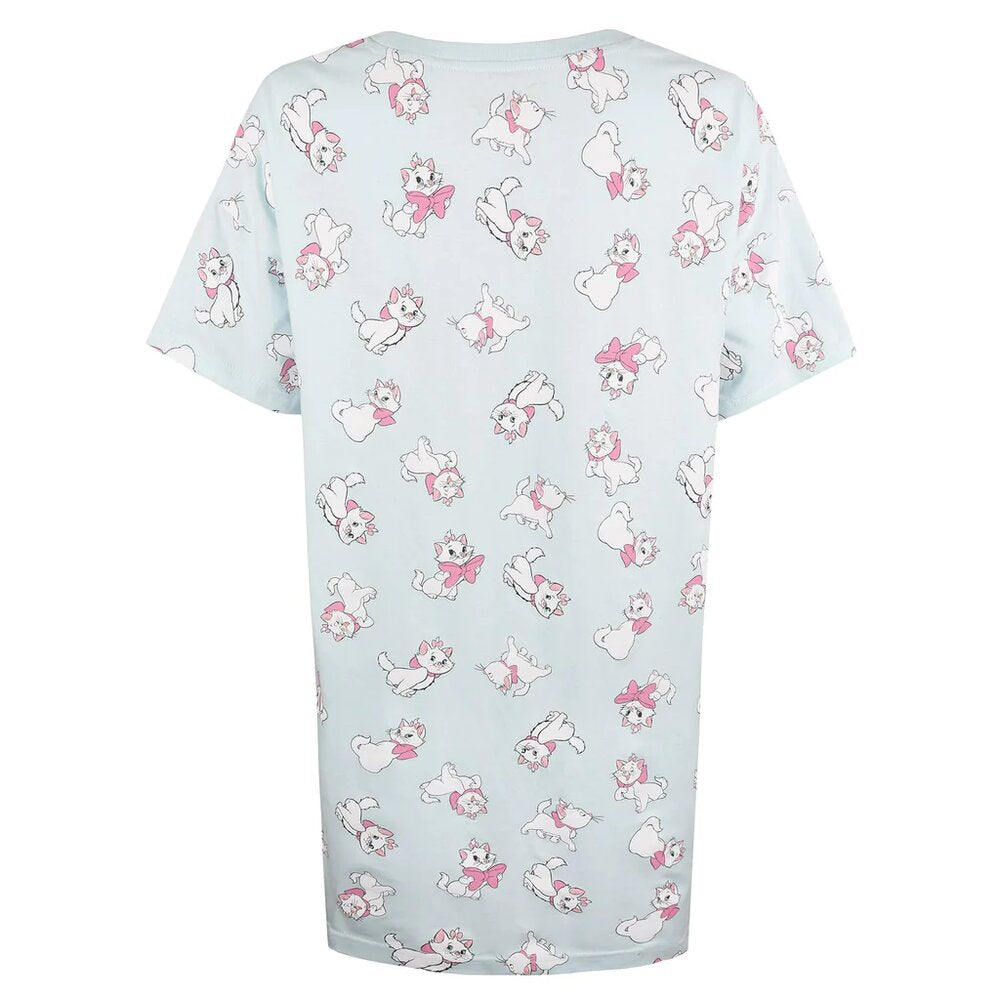 Baby Blue-Pink-White - Back - The Aristocats Womens-Ladies Marie All-Over Print Pyjama Top