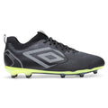 Black-Quiet Shade Grey-Limeade Yellow - Front - Umbro Mens Tocco 2 Pro Leather Firm Ground Boots