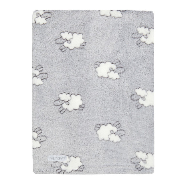 Grey - Back - BabyTown Baby Lamb Fleece Blanket