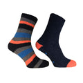 Navy-Orange - Front - Pierre Roche Mens Premium Quality Lounge Socks (Pack Of 2)