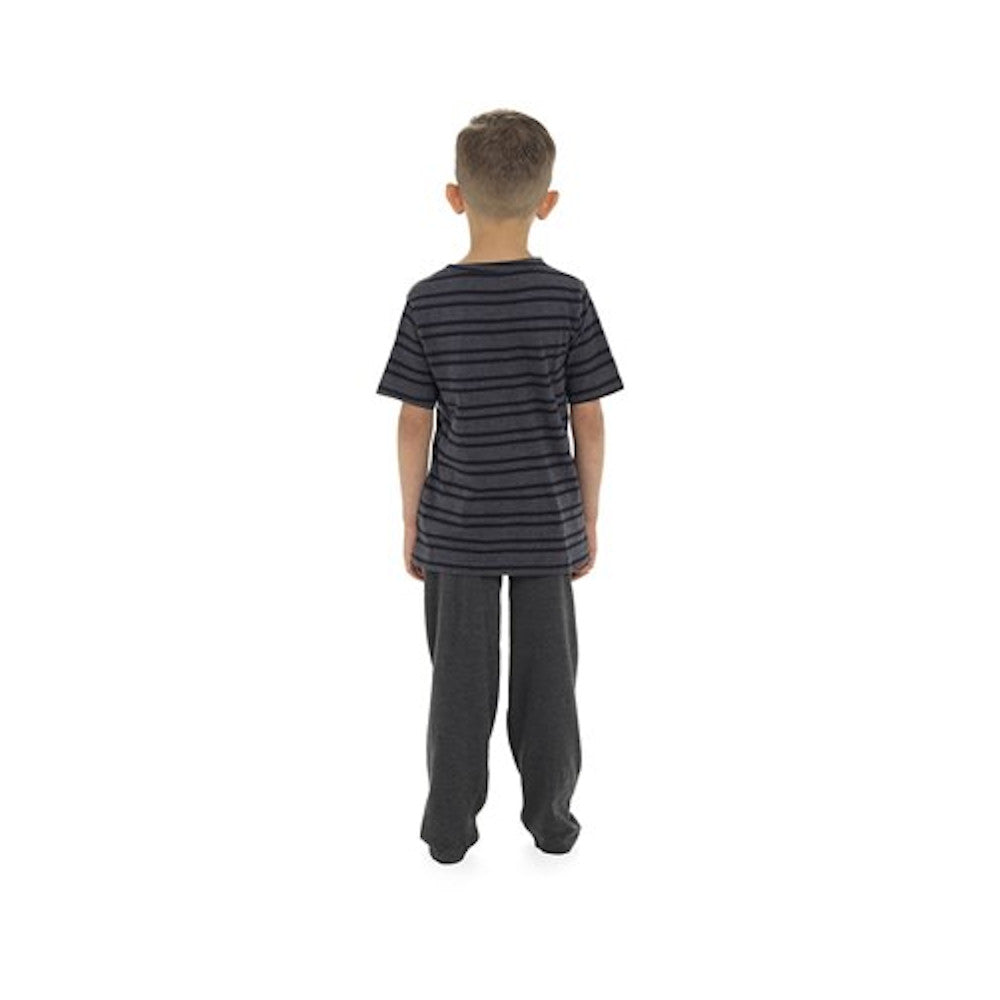 Grey - Back - Tom Franks Boys Jersey Striped Pyjamas