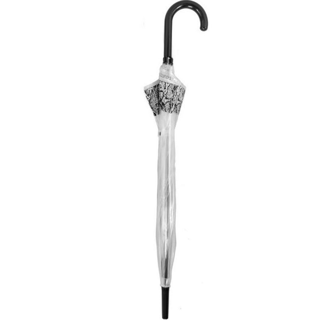 Clear-White-Black - Back - X-brella Snakeskin Bordered Umbrella