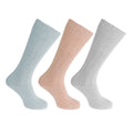 Coral- Blue- Grey - Front - Womens-Ladies Wool Blend Hiking Socks (3 Pairs)