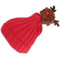 Red - Back - Foxbury Womens-Ladies Christmas Rudolph Knitted Hat