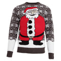 Charcoal-Red - Front - Brave Soul Mens Padded Belly Santa Knitted Christmas Jumper