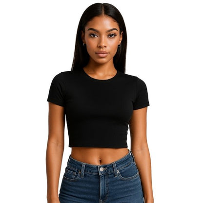 Front - Casual Classics Womens/Ladies Combed Cotton Crop T-Shirt