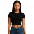 Front - Casual Classics Womens/Ladies Combed Cotton Crop T-Shirt