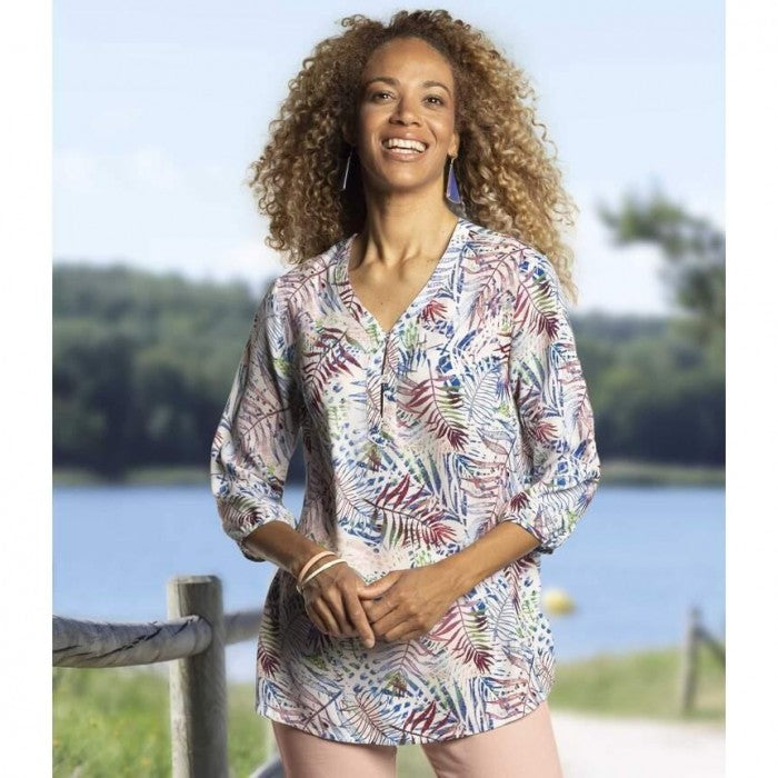 Front - Atlas for Women Womens/Ladies Palm Leaf Crepe Top
