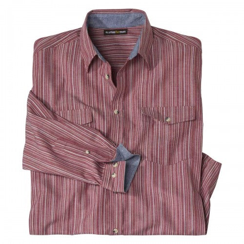 Front - Atlas For Men Mens Striped Poplin Shirt