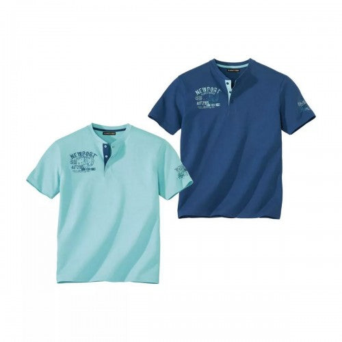 Front - Atlas For Men Mens Henley T-Shirt (Pack of 2)
